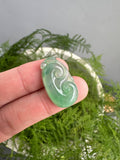 JRY224008 A Sip of Green Tea | Icy Bright Green Burmese Jadeite Jade in Ruyi/Scepter Carving