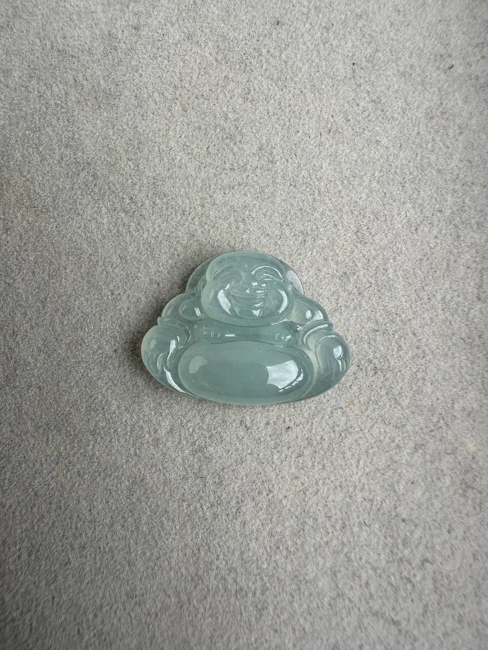 JBH230002 Aqua | Icy Blue Burmese Jadeite Jade in Buddha Carving