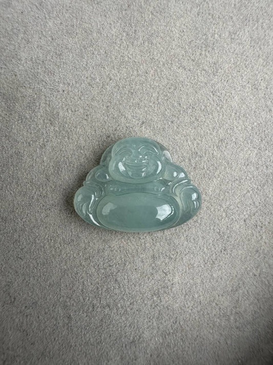JBH230002 Aqua | Icy Blue Burmese Jadeite Jade in Buddha Carving