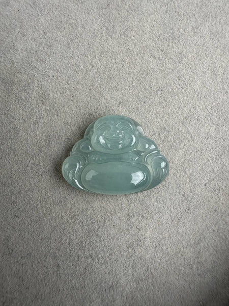 JBH230002 Aqua | Icy Blue Burmese Jadeite Jade in Buddha Carving