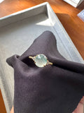 JO227025 Diffuse | Icy Burmese Grade A Flower Marbling Jadeite Jade Cabochon in 18K Yellow Gold with natural diamonds HK 13 | US 5