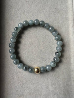 JBD2401 Chime | Icy Grey Wuji Beads Bracelet with 18K Yellow Gold Bead