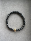 JBD2402 Black Frost | Icy Black Jadeite beads bracelet with 18K Gold Bead