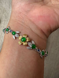 JBD230012 Dance in the Secret Garden | 18K Gold Bracelet with Grade A Green Jadeite cabochons