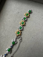 JBD230012 Dance in the Secret Garden | 18K Gold Bracelet with Grade A Green Jadeite cabochons