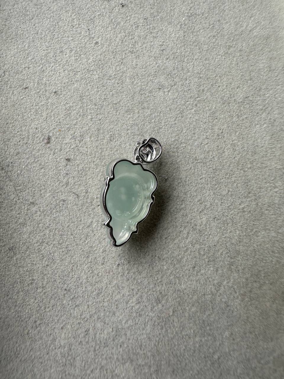 JA224009 Poisson | Icy Snowflake Blue-based Muna Jadeite in Goldfish Carving with 18K White Gold Setting