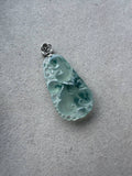 JRY230002 True | Icy Blue Ruyi Jadeite Carving in 18K White Gold Set with Natural Diamonds