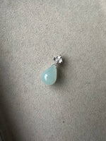 JO230015 Pluie | Icy Teardrop carved Jadeite in 18K White Gold Setting with Natural Diamonds