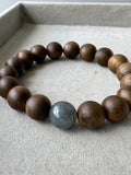 JBD2404 Kyōmei | Icy Black Jadeite with Nha Trang Agarwood Beads