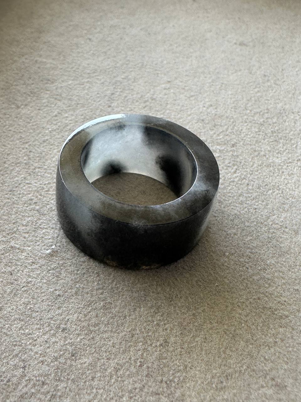JO2504 Mò | Icy Wuji Black Jadeite Thumb Ring HK19 | US 8.5