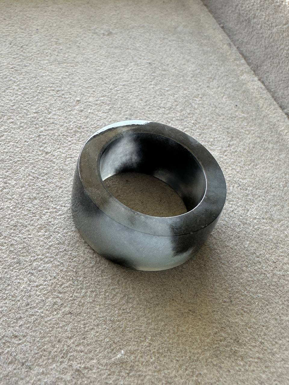 JO2504 Mò | Icy Wuji Black Jadeite Thumb Ring HK19 | US 8.5