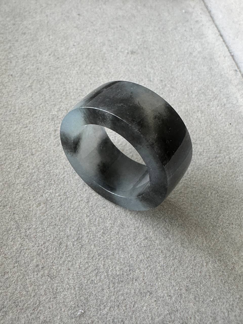 JO2504 Mò | Icy Wuji Black Jadeite Thumb Ring HK19 | US 8.5