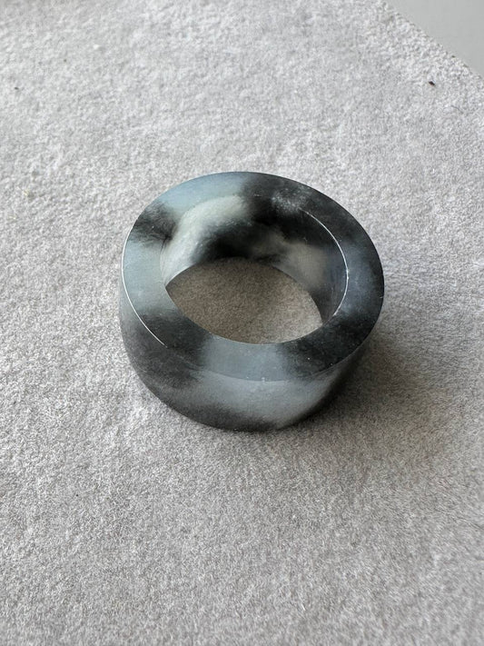 JO2504 Mò | Icy Wuji Black Jadeite Thumb Ring HK19 | US 8.5