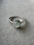 JO2501 Moonlight Glow | Icy White Jadeite Cabochon in 18K White Gold and Natural Diamond HK12.5 | US6.25s