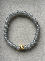 JBD2412 Frosted in Black | Icy Wuji Black Jadeite Beads Bracelet with Gold Bead