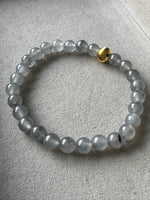 JBD2412 Frosted in Black | Icy Wuji Black Jadeite Beads Bracelet with Gold Bead