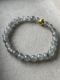JBD2412 Frosted in Black | Icy Wuji Black Jadeite Beads Bracelet with Gold Bead