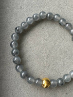 JBD2412 Frosted in Black | Icy Wuji Black Jadeite Beads Bracelet with Gold Bead
