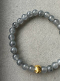 JBD2412 Frosted in Black | Icy Wuji Black Jadeite Beads Bracelet with Gold Bead