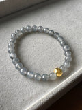 JBD2412 Frosted in Black | Icy Wuji Black Jadeite Beads Bracelet with Gold Bead