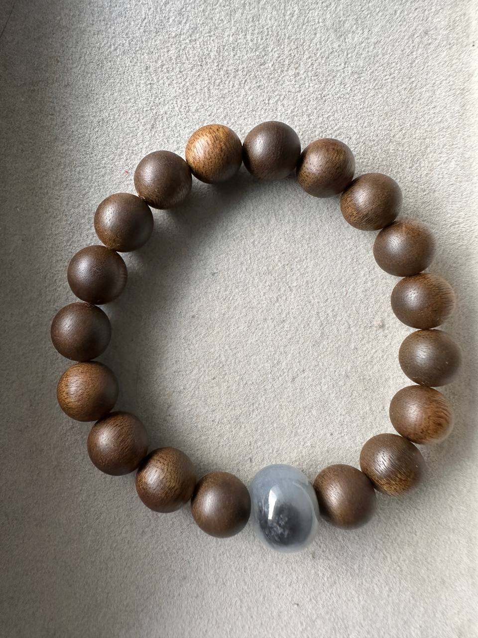 JBD2413 Enlightenment | Black Wuji Jadeite Abacus Bead in Nha Trang Agarwood Beads