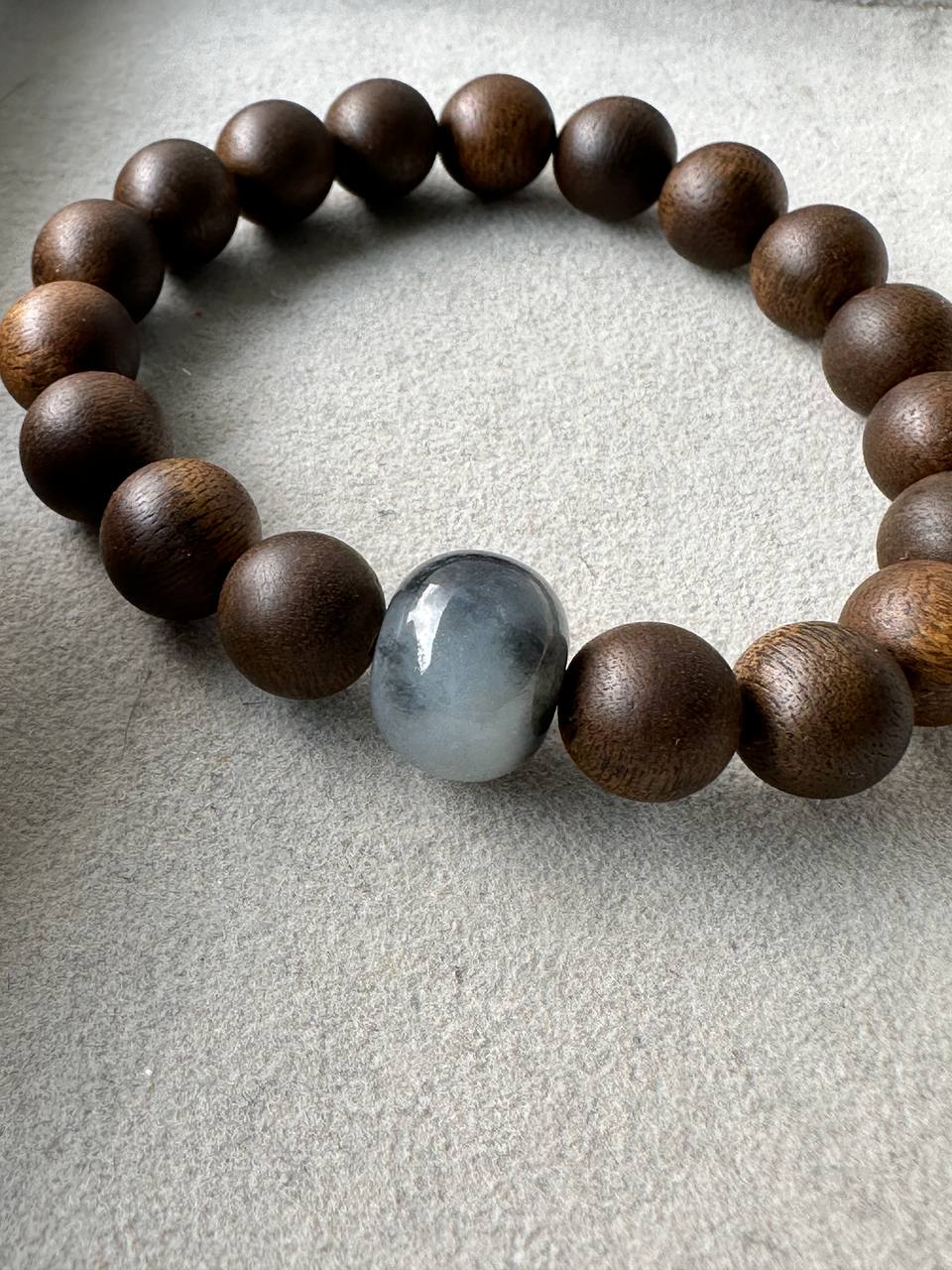 JBD2413 Enlightenment | Black Wuji Jadeite Abacus Bead in Nha Trang Agarwood Beads
