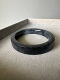 JBD2414 Knight | Black Jadeite Flat Shaped (Square) Bangle with Slight Green Marbling