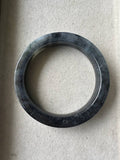 JBD2414 Knight | Black Jadeite Flat Shaped (Square) Bangle with Slight Green Marbling