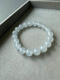 JBD2414 Black Shimmers | White Icy Jadeite with Wuji Black Specs Beads Bracelet