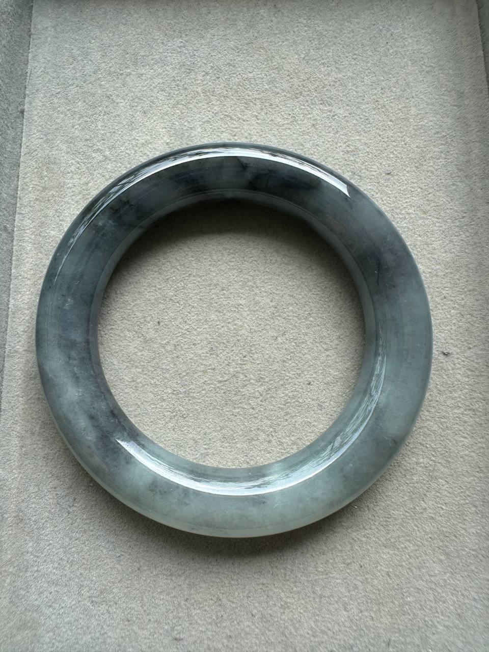 JBG25004 The Third Calligraphy | Smoky Black Wuji Jadeite Round Bangle Size 55