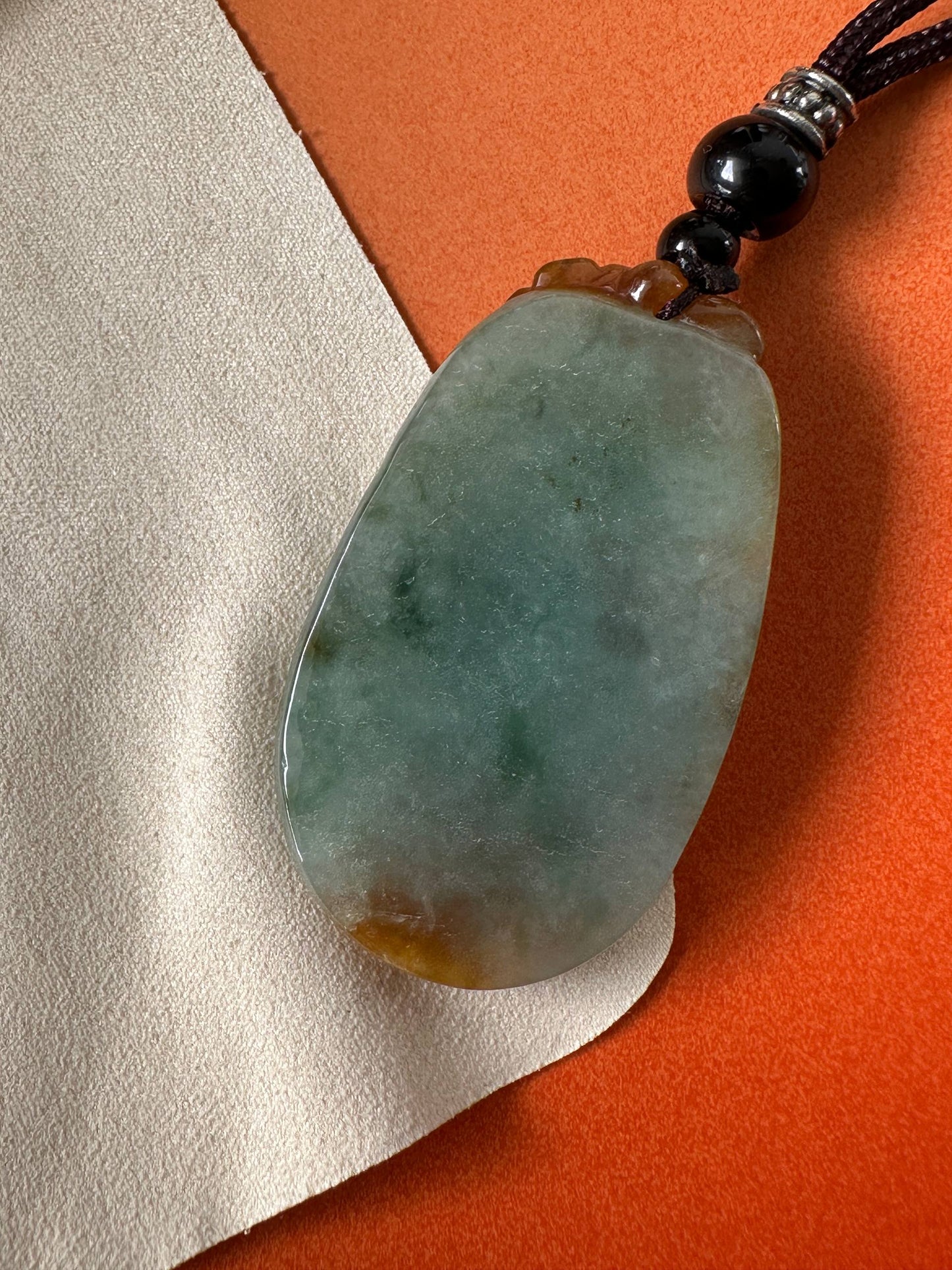 JFA227055 Rising | Red and Green Jadeite Pendant in Phoenix Carving