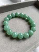 JBD227009 The Misty Moss Green Jadeite Jade Beads Bracelet