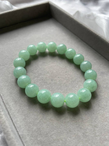 JBD227003 Green Apple of My Heart Jadeite Jade Beads Bracelet