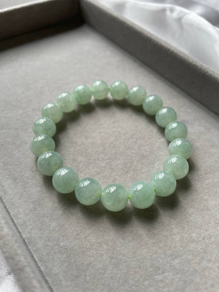 JBD227007 The Frozen Green Apple Jadeite Jade Beads Bracelet