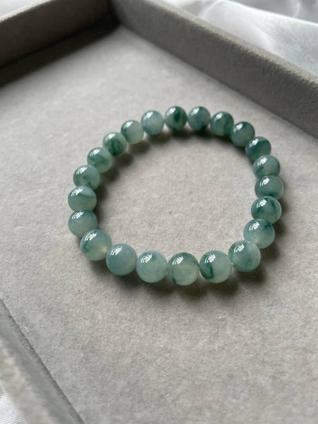 JBD227005 Dawn of the Woods Blue Jadeite Jade Beads Bracelet