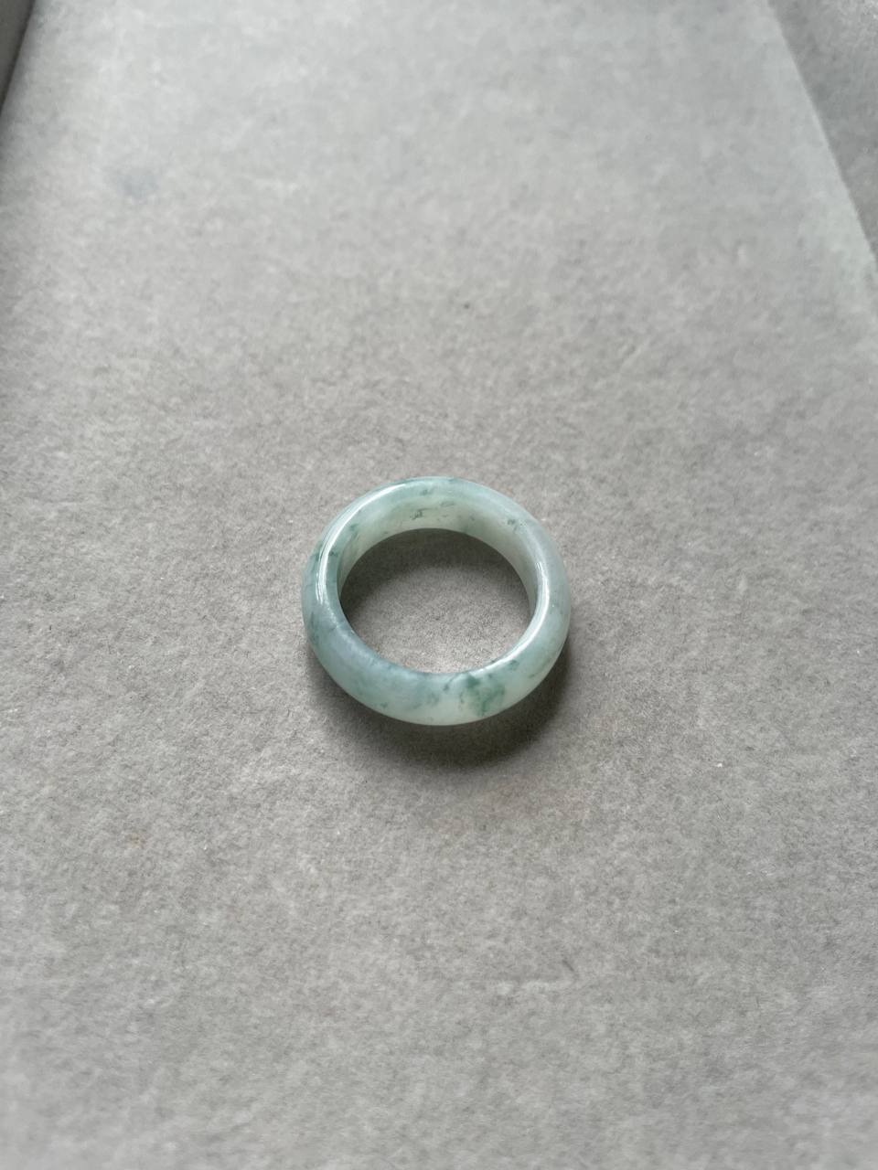 JO227019 Milky Jadeite Ring with Green Floating Flowers | HK17 | US7.5