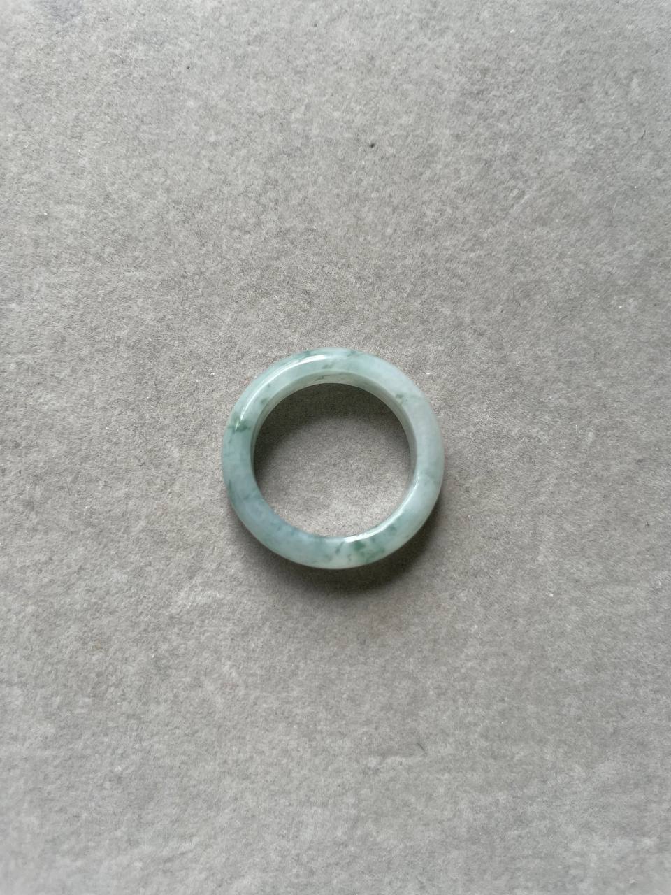JO227019 Milky Jadeite Ring with Green Floating Flowers | HK17 | US7.5