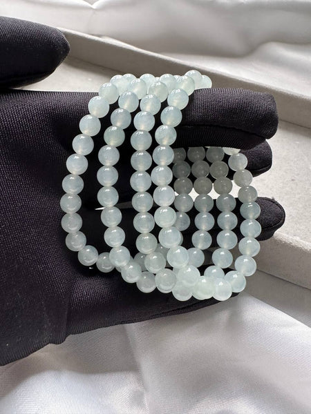 White jade bead on sale bracelet