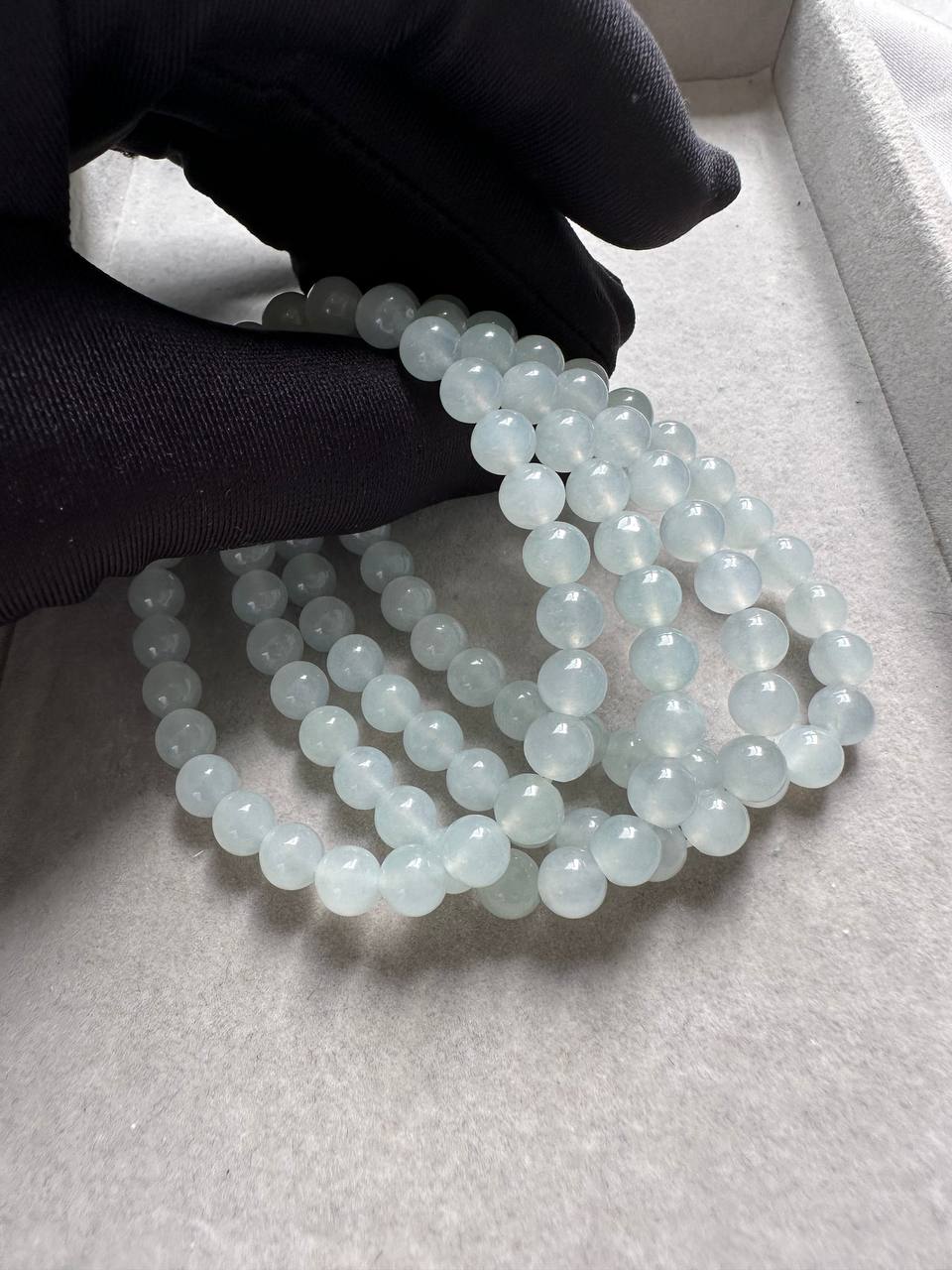 JBD228004 The Pure Ice Jadeite Jade Beads Bracelet