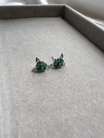 JO225001 Blossoms in the Ocean | Icy Blue Green Jadeite Flowers 18K Studs