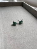 JO225001 Blossoms in the Ocean | Icy Blue Green Jadeite Flowers 18K Studs
