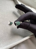 JO225001 Blossoms in the Ocean | Icy Blue Green Jadeite Flowers 18K Studs