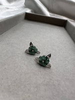 JO225001 Blossoms in the Ocean | Icy Blue Green Jadeite Flowers 18K Studs