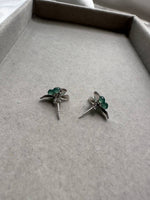 JO225001 Blossoms in the Ocean | Icy Blue Green Jadeite Flowers 18K Studs