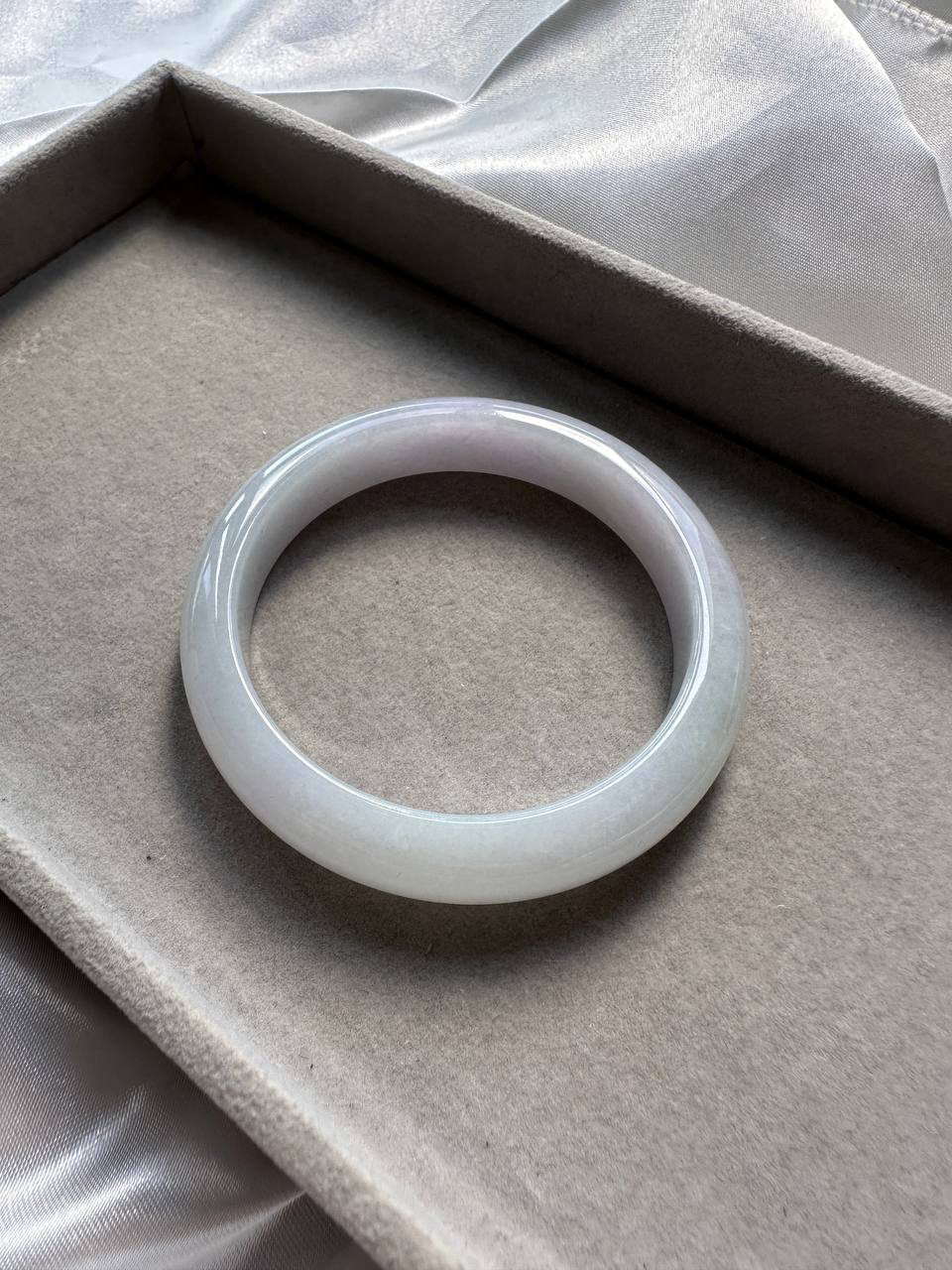 JBG223019 Spring Dream | Icy Pale Lavender Jadeite Jade Bangle Size 57.5 (Good Translucency)