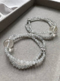 JBD228006 Double the Wealth | Icy Spotted Wuji Jadeite Rice Beads with Clear Golden Rutilated Quartz Bracelet