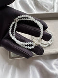 JBD228006 Double the Wealth | Icy Spotted Wuji Jadeite Rice Beads with Clear Golden Rutilated Quartz Bracelet