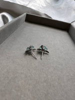 JO227031 Blooming in the Snow | Icy Blue Flower Jadeite Ear Studs in 18K White