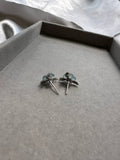 JO227031 Blooming in the Snow | Icy Blue Flower Jadeite Ear Studs in 18K White