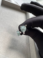 JO227031 Blooming in the Snow | Icy Blue Flower Jadeite Ear Studs in 18K White